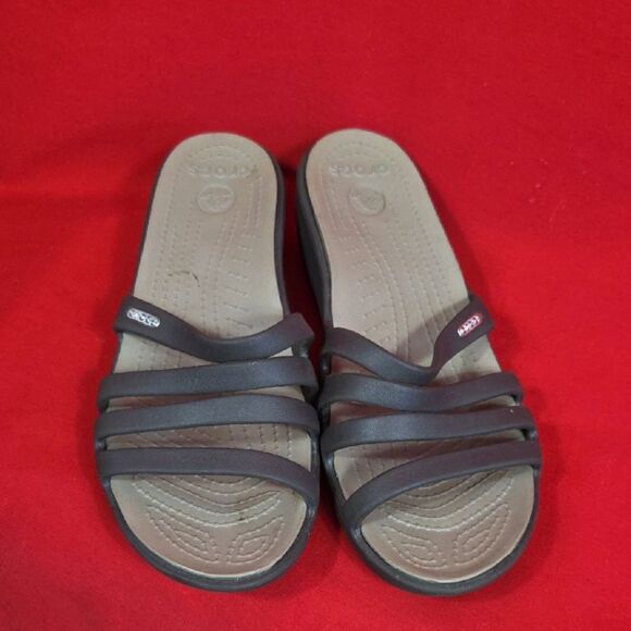 CROCS Rhonda Wedge Sandal Brown Womens Size‎ 10 - Picture 2 of 8